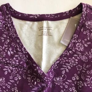 Cotton Long Sleeve Floral Pattern Tee PLUS 16-18W